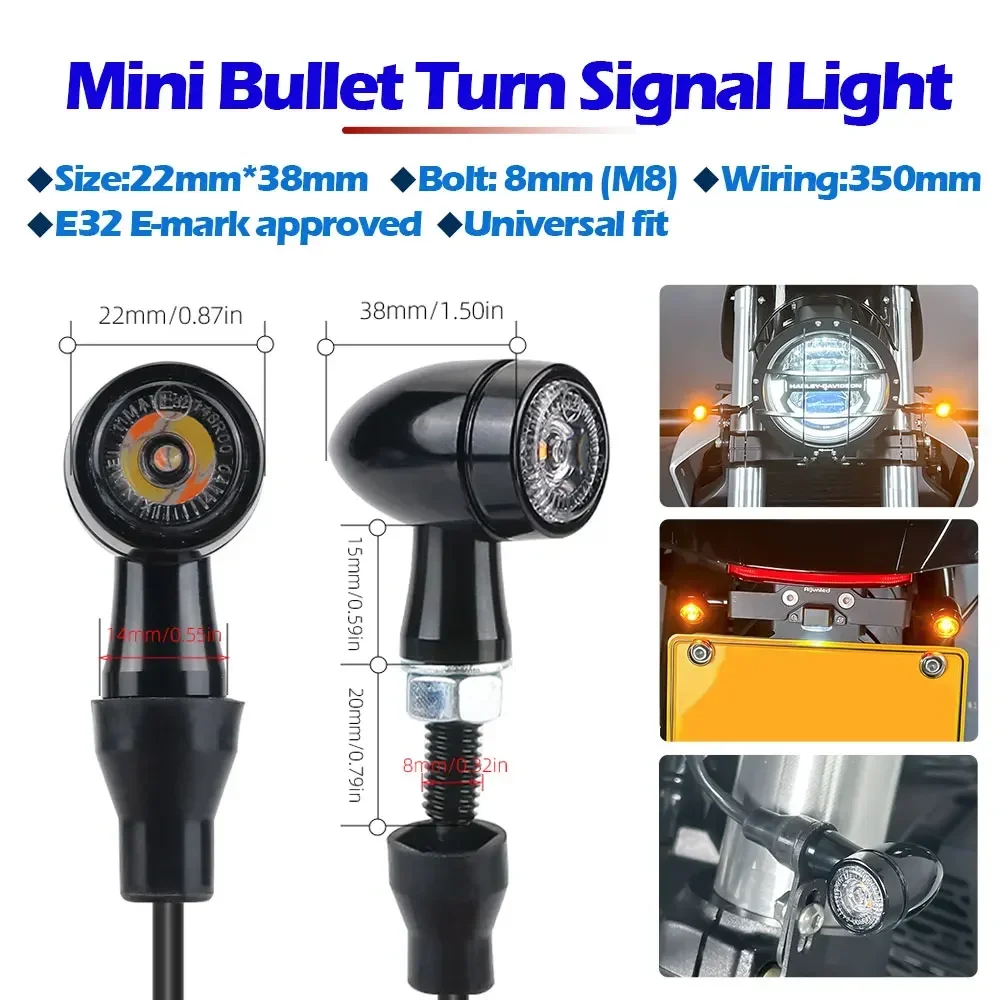 E32 Bullet 3 in 1 LED Turn Signal Light Cafe Racer Indicator Tail Brake Lamps DRL Running Blinker For Harley Bobber Chopper Dyna