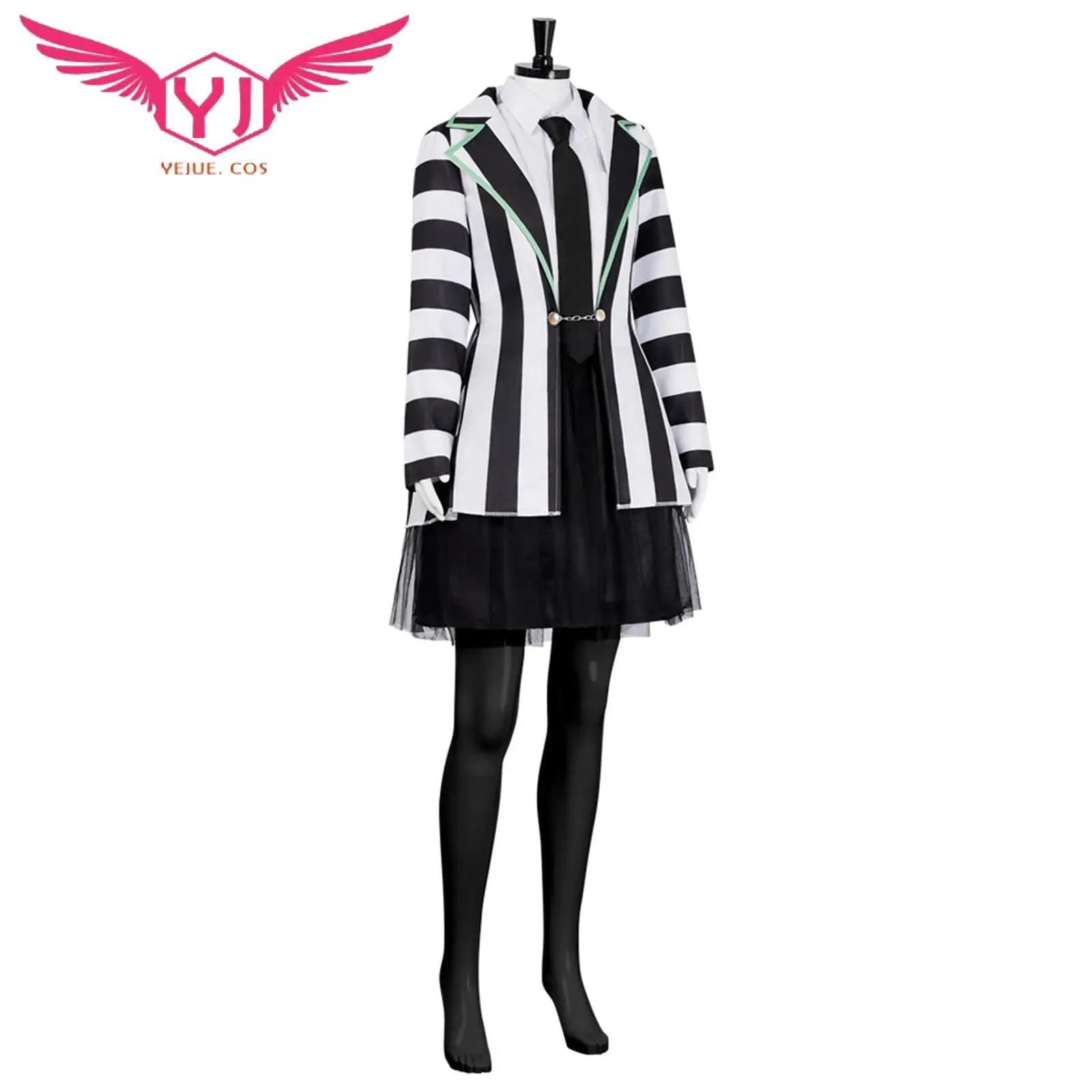 Movie Wedding Cosplay Costume Infernal Master Michael Fancy Uniform Black and White Striped Suit for Women Halloween Suit