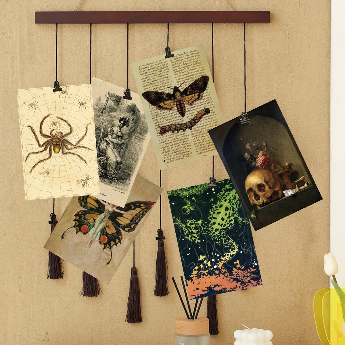 50 Stück Vintage Poster Wandcollage Kit Raumdekoration Vintage Ästhetisches Fotocollage Kit Insekt Pflanze Postkarte Halloween Dekoration – Detail 14