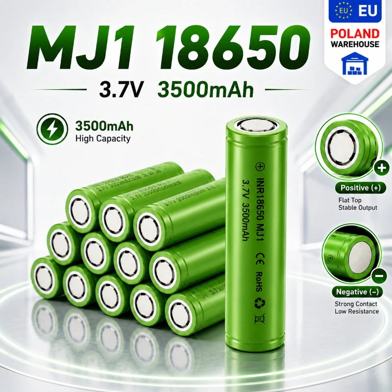 Image of 18650 Akku INR18650 MJ1 3500mAh 3.7V Wiederaufladbar mit hoher Leistung, ideal für Elektrowerkzeuge, DIY-Packs, Taschenlampen und tragbare Geräte, schnelle Lieferung aus europäischem Lager Polen.