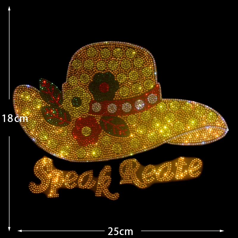 Hot New Rhinestone Ladies Hat Pattern DIY Iron-On Clothes T Shirt Rhinestone Clothing Accessories