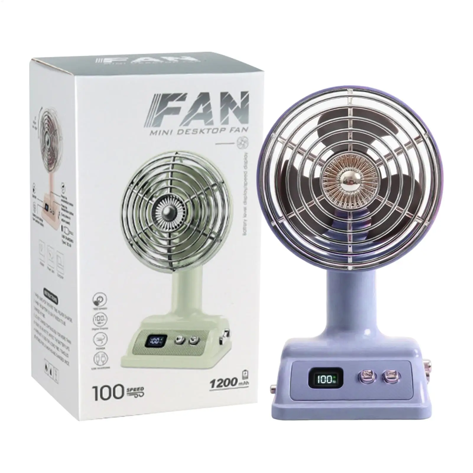 Small Desk Fan Portable USB Rechargeable 100 Speeds Desktop Cooling Fan for Home Office Bedroom Study Living Room Dormitory