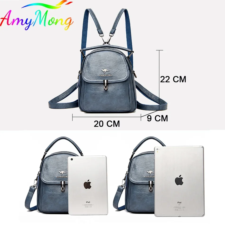 Women Fashion Backpack Purses Luxury Design Multifunction Travel Bag for Female Ladies Soft PU Leather Hand Bag and Shoulder Bag