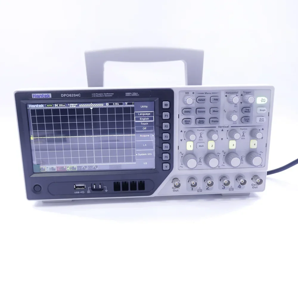 2025Hantek DPO6204C Oscilloscope 4 Channels 200MHZ 1GS/s with Touch Screen Arbitrary Waveform Generator