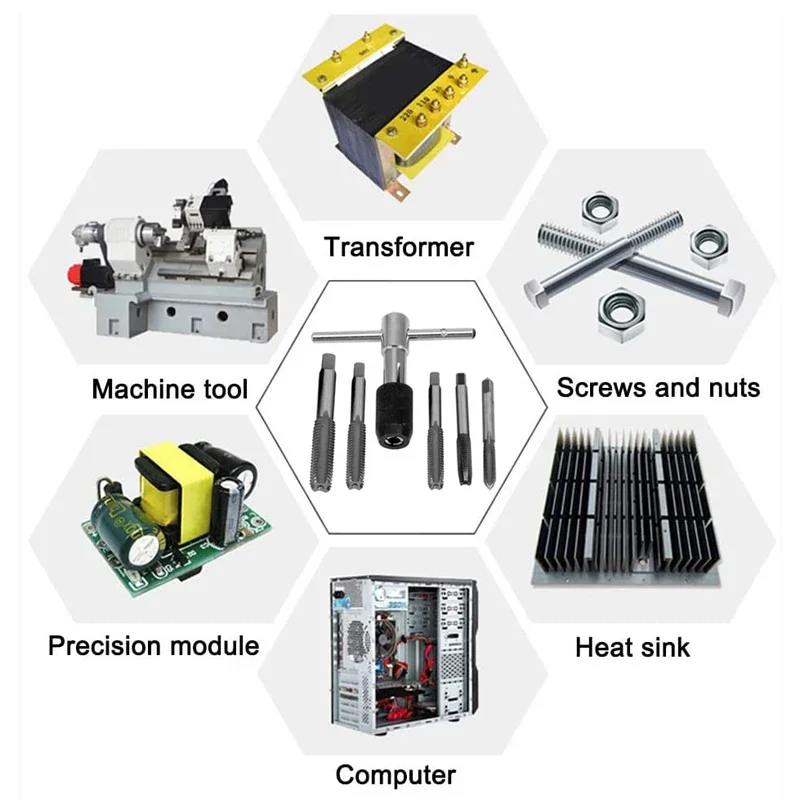 High Quality T-type Wrench Drill Set Hand Tapping Tools Machine Screw Thread Tap Twist Bit M3/M4/M5/M6/M8 Tap Set DIY Tool