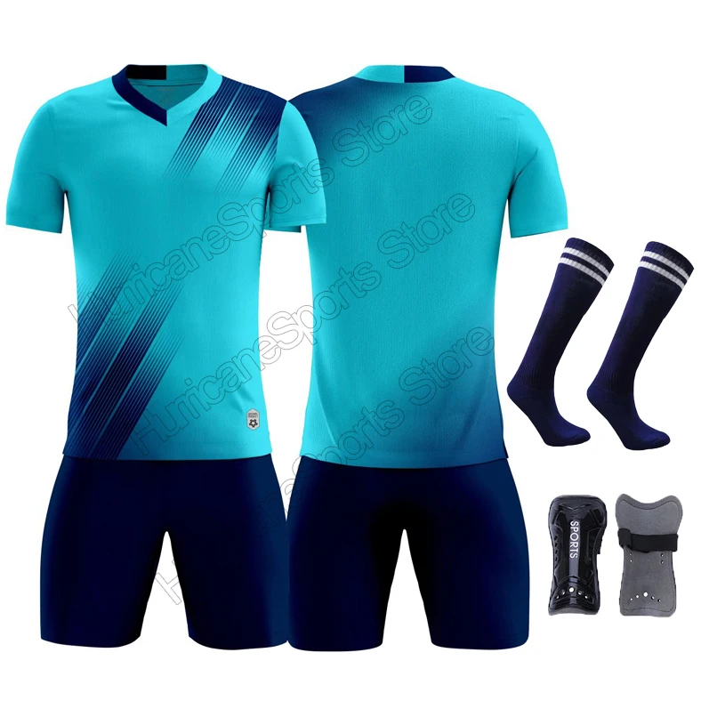 Set da calcio da uomo + calzini + tuta da allenamento per bambini di qualità Pad maglie da calcio set camicia da calcio per ragazzi abbigliamento uniformi da rilevamento