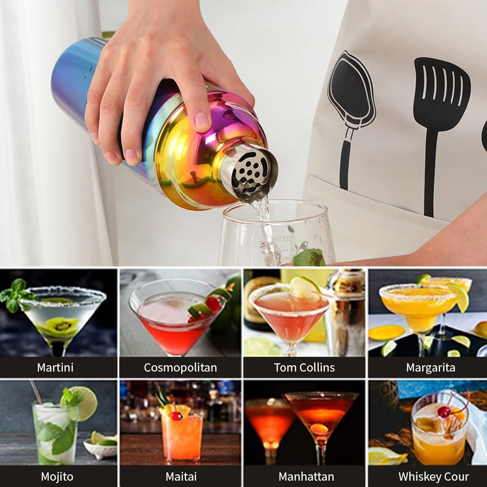 

1/2PCS 750ML Stainless Steel Cocktail Shaker Bar Drink Bartender Wine Bottle Cocktail Mixer Wine Martini Drinking Party Bar Tool