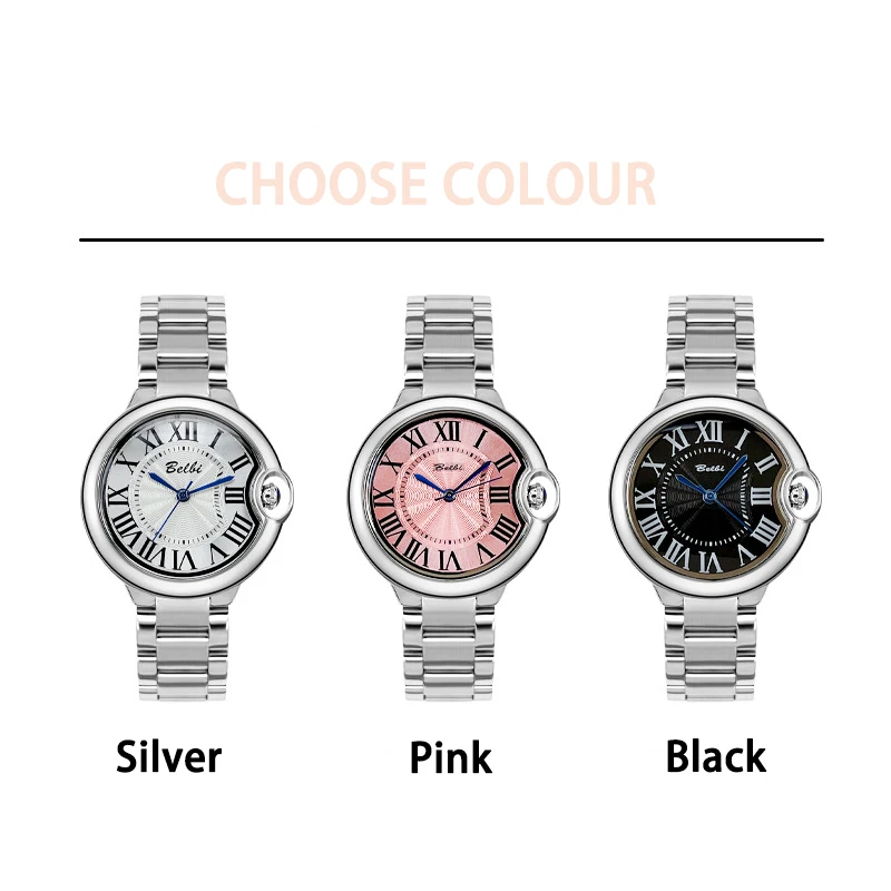 Женские кварцевые часы из нержавеющей стали, дневный водонепроницаемый браслет, римские цифры, праздничный подарок с красивой подарочной коробкой