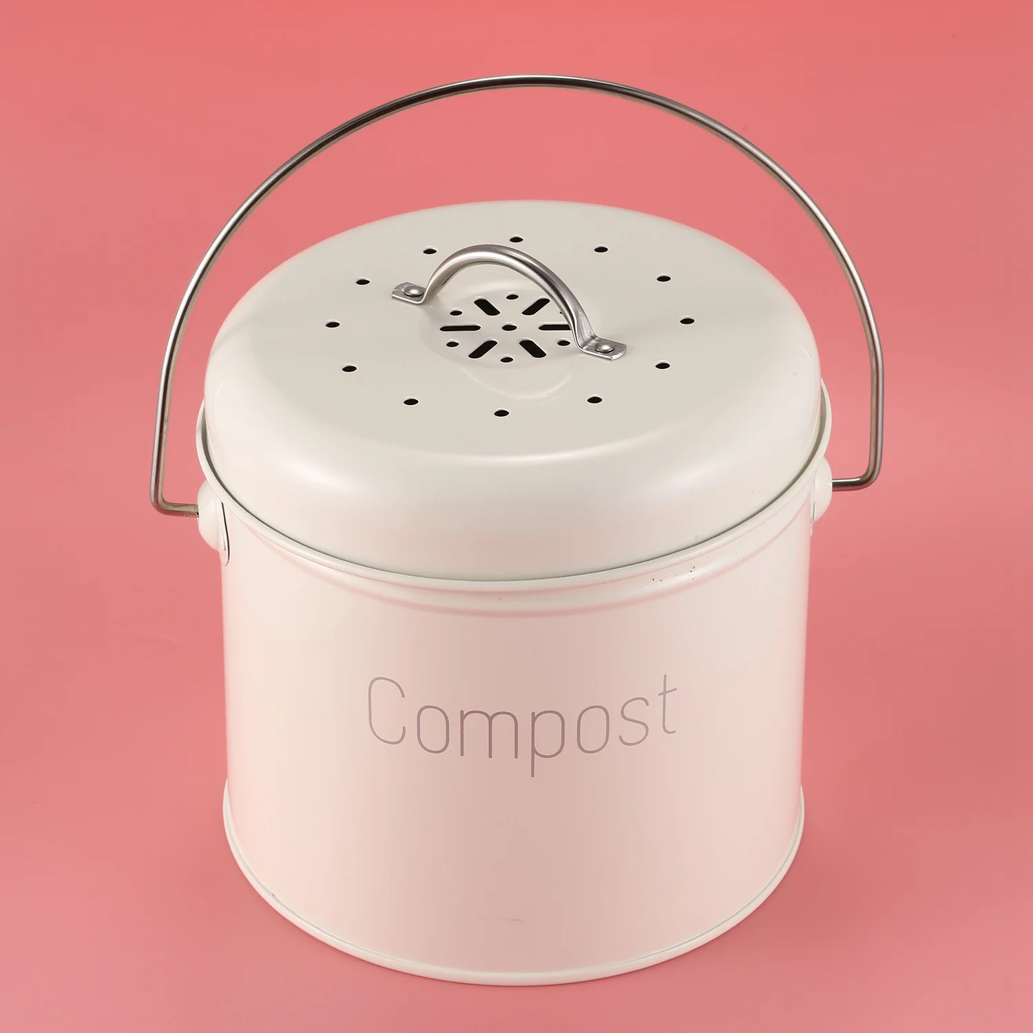 Contenitore per compost 3L - Contenitore per compost da cucina in acciaio inossidabile - Compositore da cucina per rifiuti alimentari - Filtro per carbone CALDO