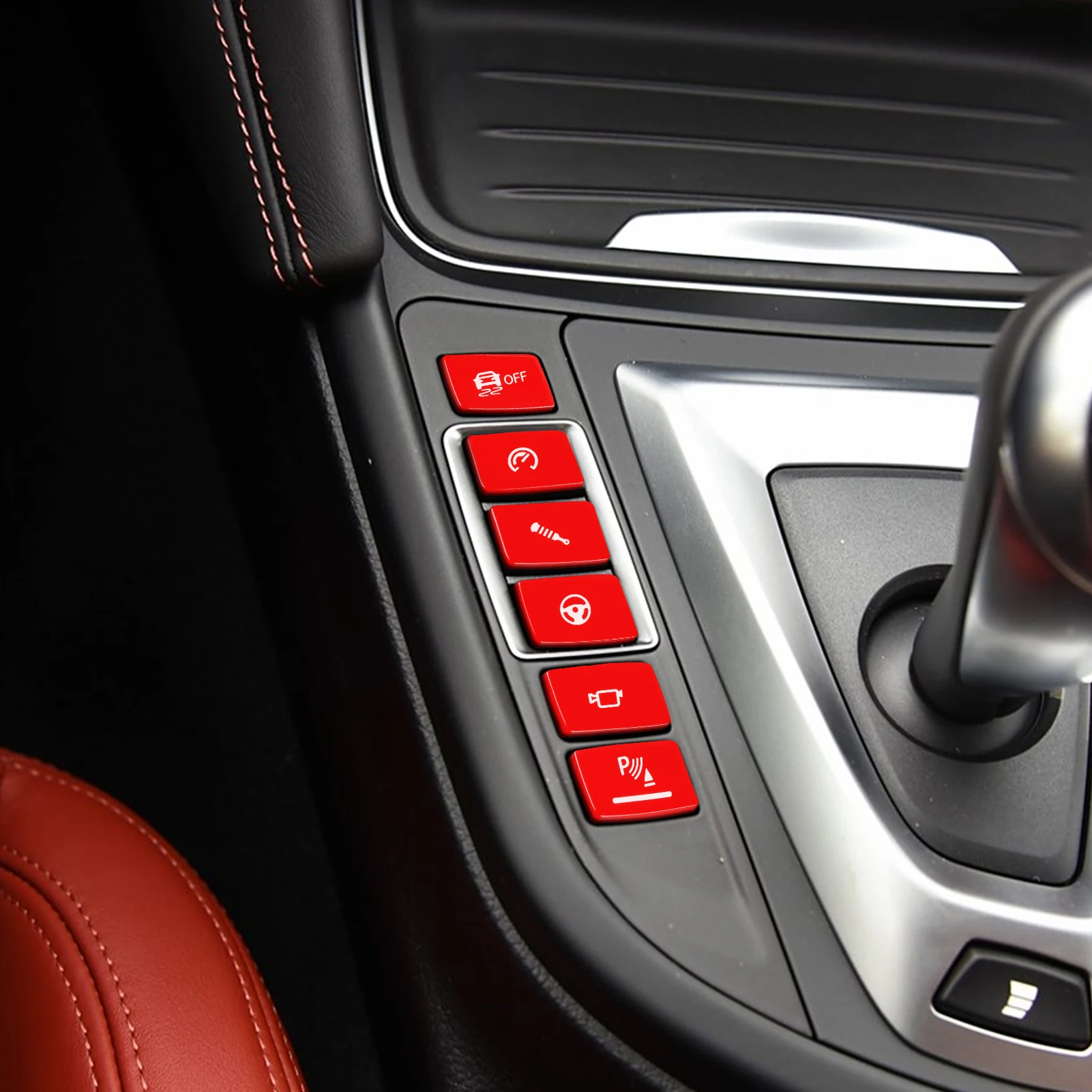 New Car Throttle response Suspension adjustment ESP Antislip Radar Sensor Button For BMW M3 F80 2015-2019 M4 F82 2015-2020 Red view 3