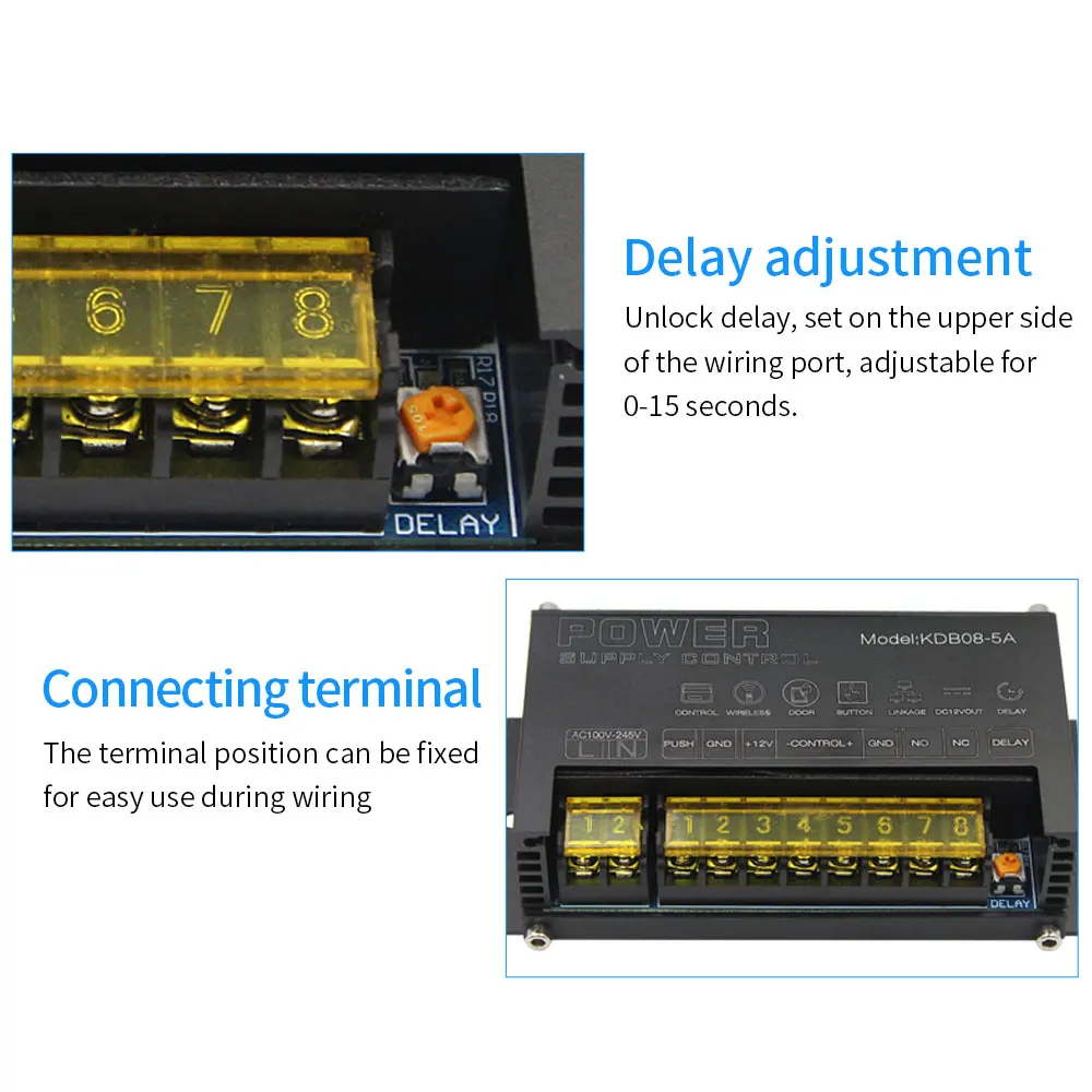 12V Relaisschakelaar Voeding Speciaal Voor Elektronisch Toegangscontrolesysteem Push Com Gnd 5a 100 ~ 245V Spanningsomvormer Regelaar