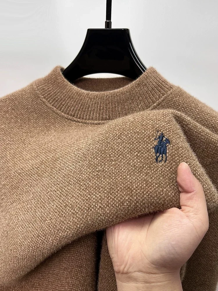 Pull à col rond pour hommes, marque de luxe de styliste mode décontractée broderie Paul exquise hiver avec peluche pull en tricot épais et chaud