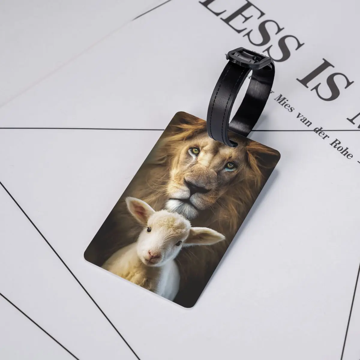 แท็กกระเป๋า Lamb และ Lion แบบกําหนดเองสําหรับกระเป๋าเดินทาง Jesus Christian Privacy Cover ID Label