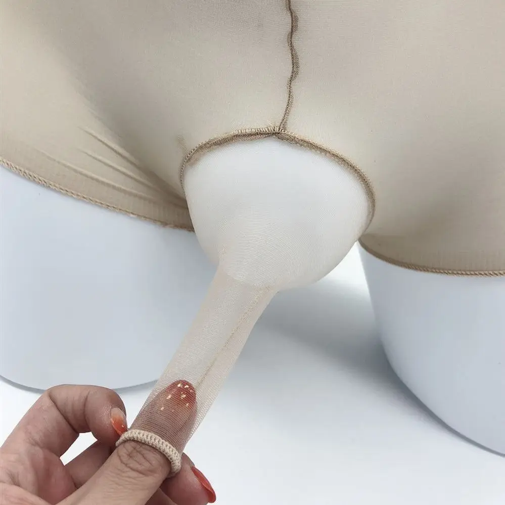 Men's Silk Stockings Panties Elephant Trunk Boxers Plus Sexy Pantyhose Hosiery Penis Hole Shorts Socks Dance Wear Novelty Exotic