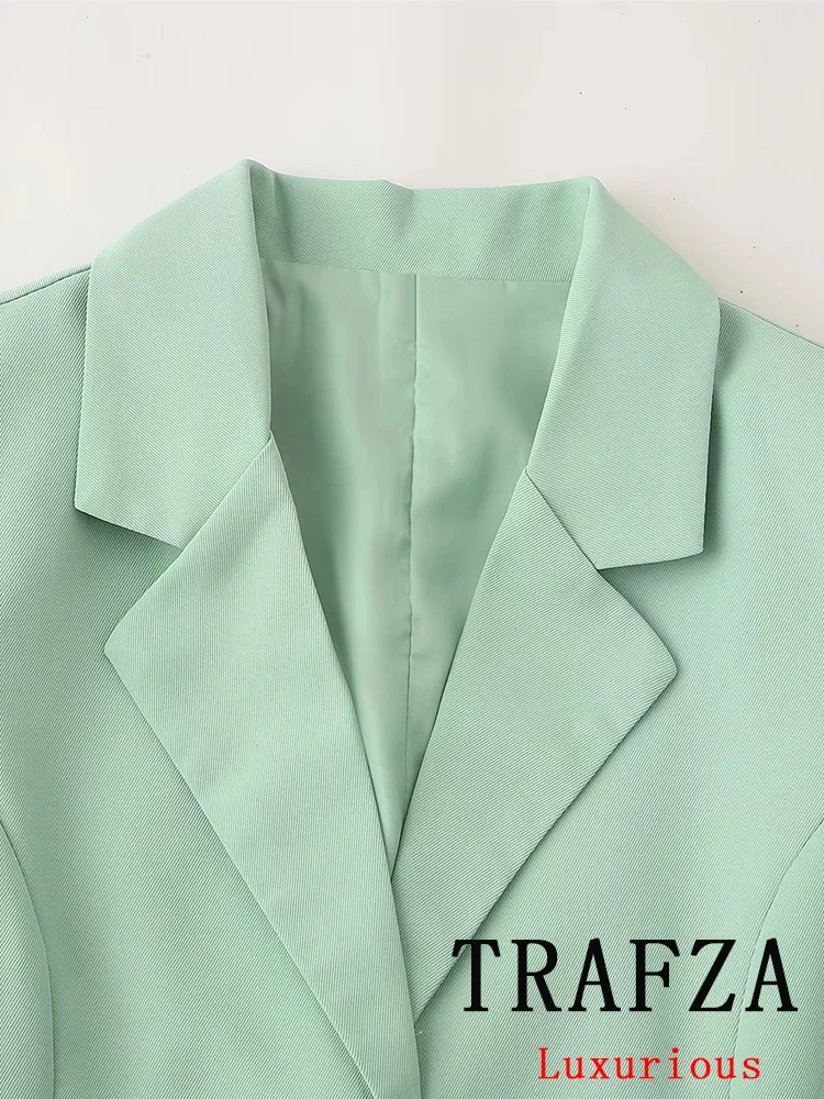 TRAFZA Vintage Office Lady Casual Chic Suit Solid Single Breasted Vest Long Straight Skirt New Fashion 2024 Summer Vintage Sets