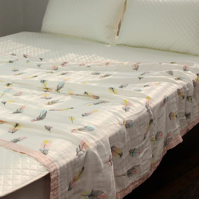 

New Soft Bamboo Fiber Blanket Single Layer Washed Bamboo Cotton Gauze Children Adults Four Layers Thin Blanket Towel