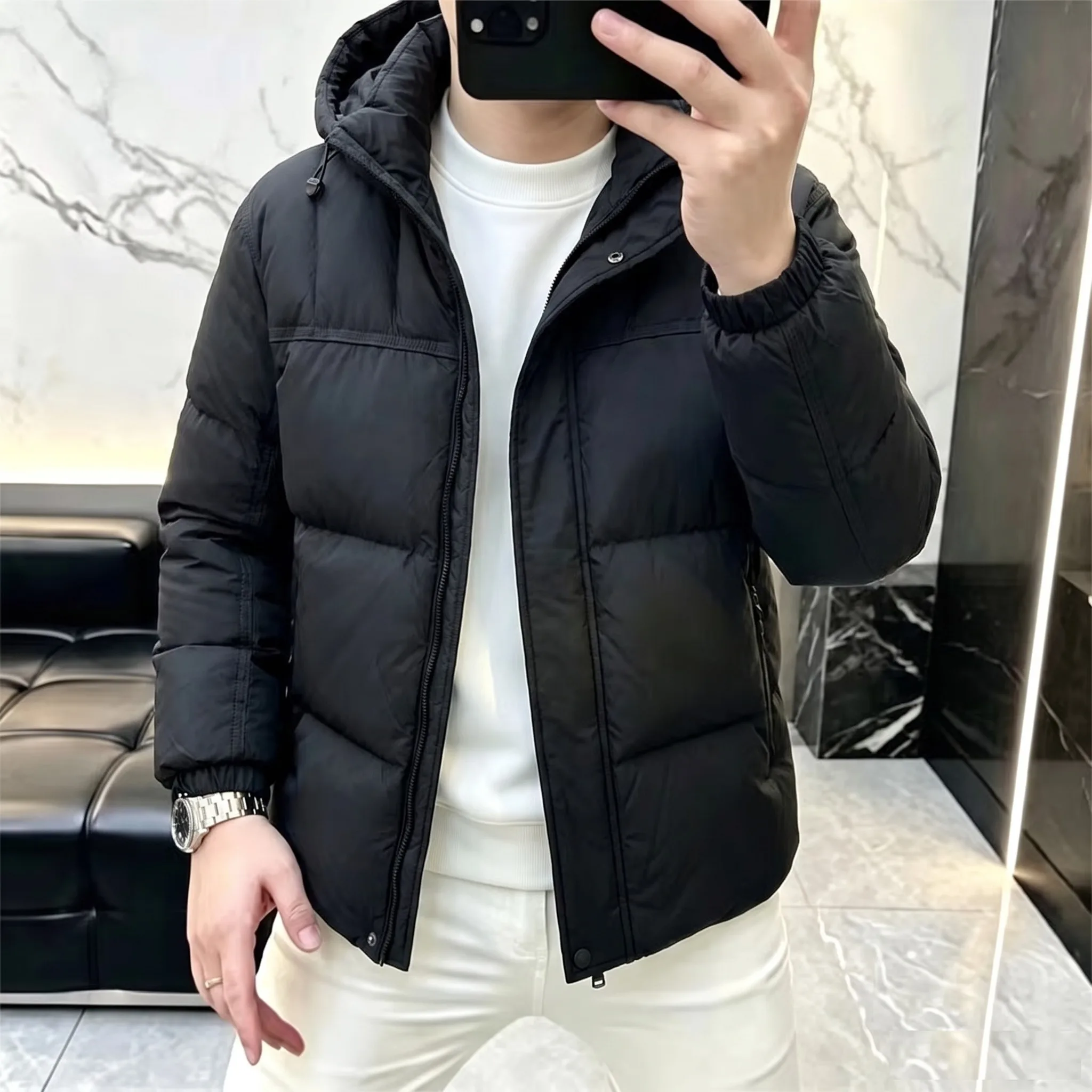 2026 Winter New Style Men's Fashion Casual Trend Hooded Down Jacket Coat