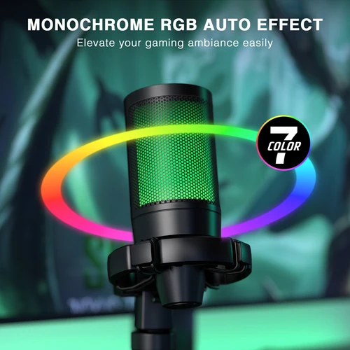 Imagen 2 del producto AmpliGame by FIFINE RGB micrófono para juegos USB con sonido táctil, micrófono condensador con trípode para PC, PS4/5, portátil Streaming-A2