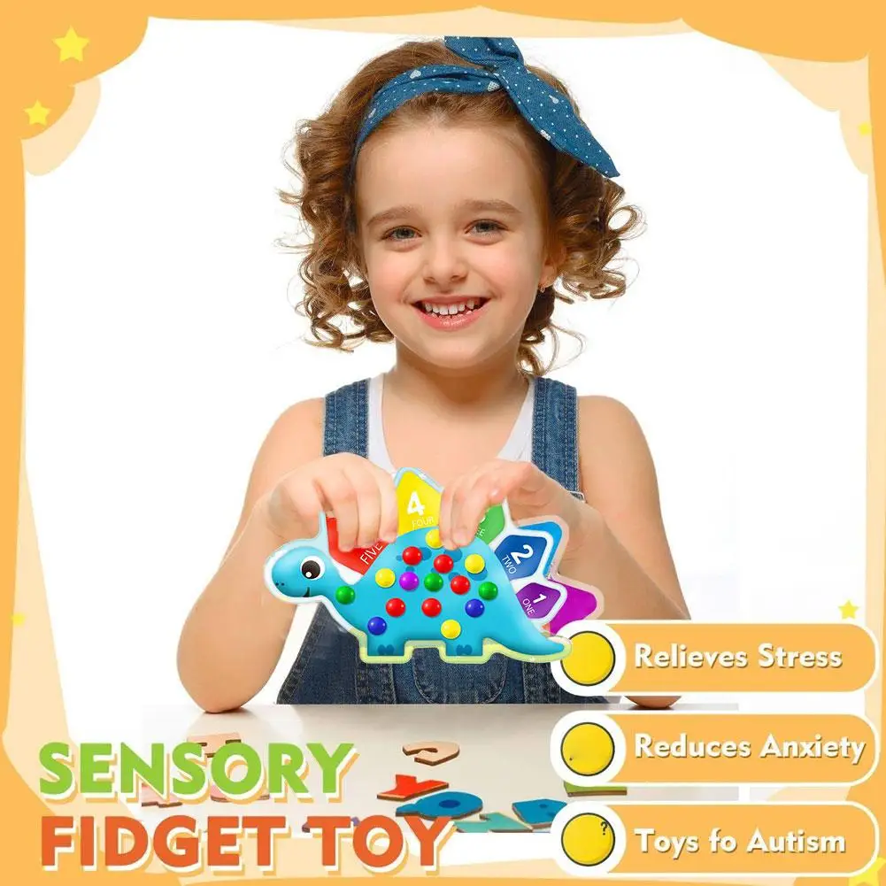 공룡 정렬 장난감 색상 인식 감각 놀이 스트레스 해소 유아를위한 교육 장난감 어린이 안전한 소재 라운드 디자인