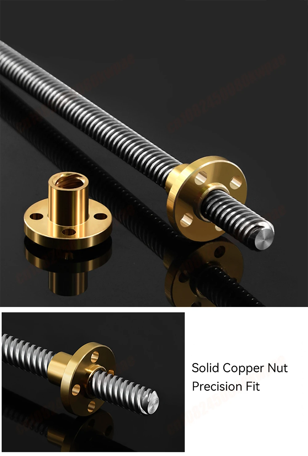 T8-Leitspindel mit Messingmutter, Außendurchmesser 8 mm, Steigung 2 mm/Steigung, 8 mm Steigung, 2 mm Länge, 100–500 mm, T8-Leitspindel-Reprap, 3D-Drucker-Teile – Detail 5