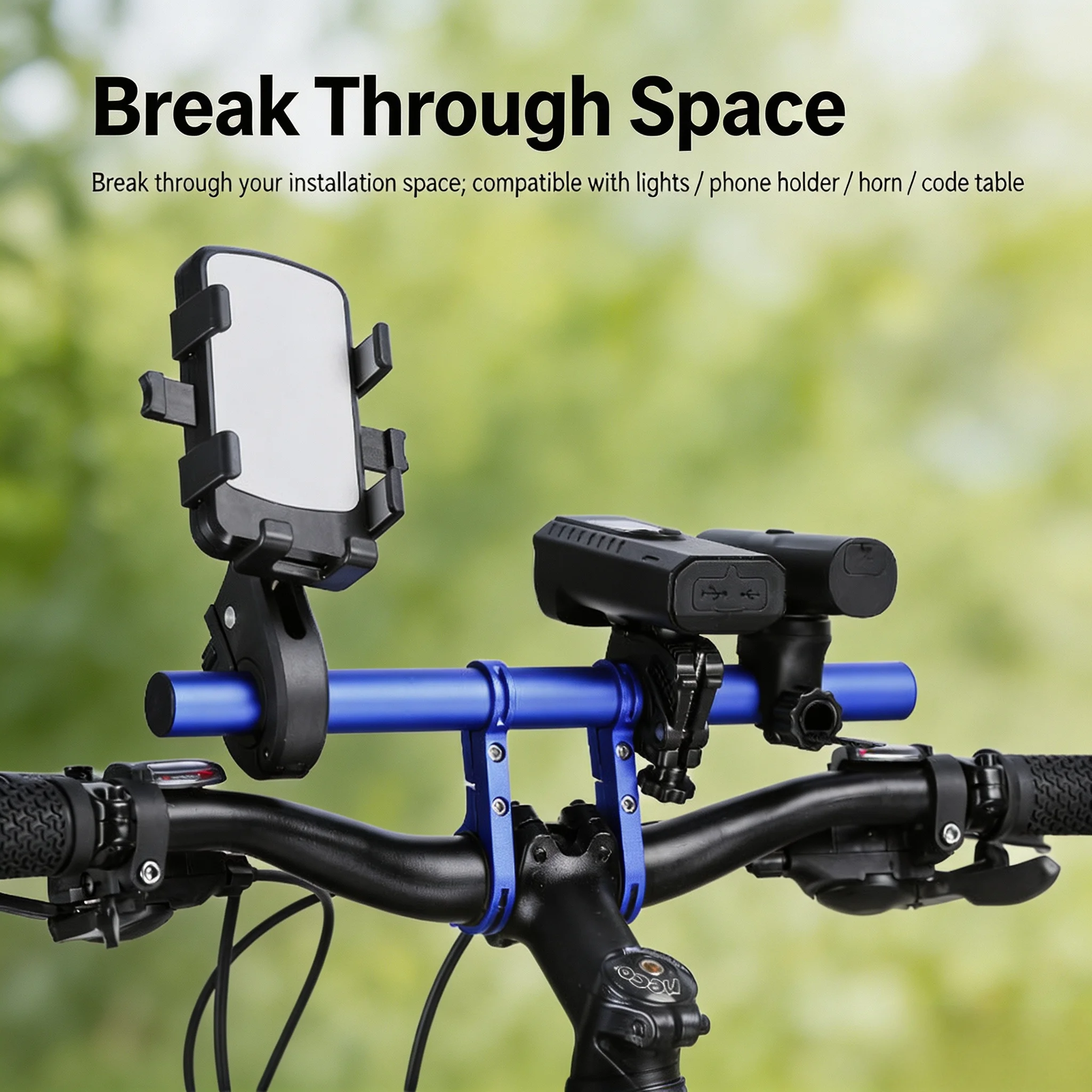 AluminumAlloy Bike Handlebar Extension Mount Multi Function Bicycle Computer Light Bracket GPS Holder Extension Rack Carbonfiber