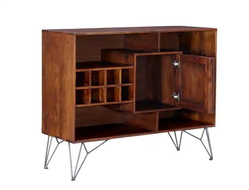 Z DU'S Modern Solid Wood Cabinet With Versatile Storage Spaces And Dedicated Wine Storage Compartments.Z