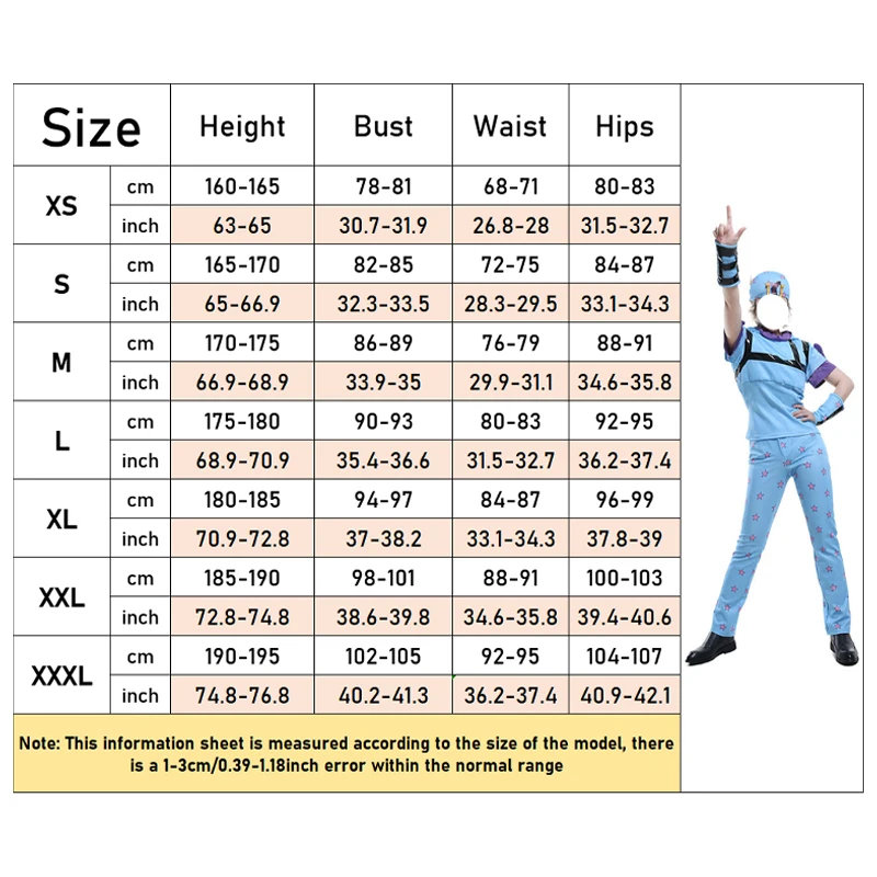 조니 조스타 애니메이션 코스프레, 조조의 기묘한 모험, 스틸 볼 런 코스프레, 코스튬 블루 세트 모자, 할로윈 파티, 성인 남성
