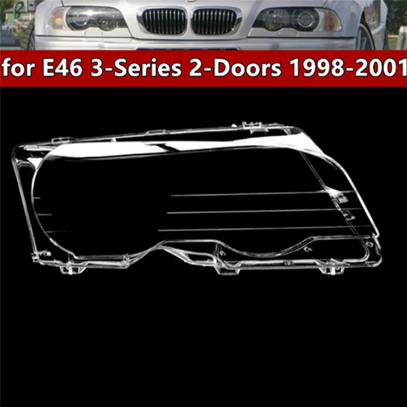 A42M-سيارة الجبهة غطاء المصباح أباجورة قذيفة مصباح المصابيح الأمامية غطاء للعدسات لسيارات BMW 3 سلسلة E46 بابين 1998-2001 اليسار