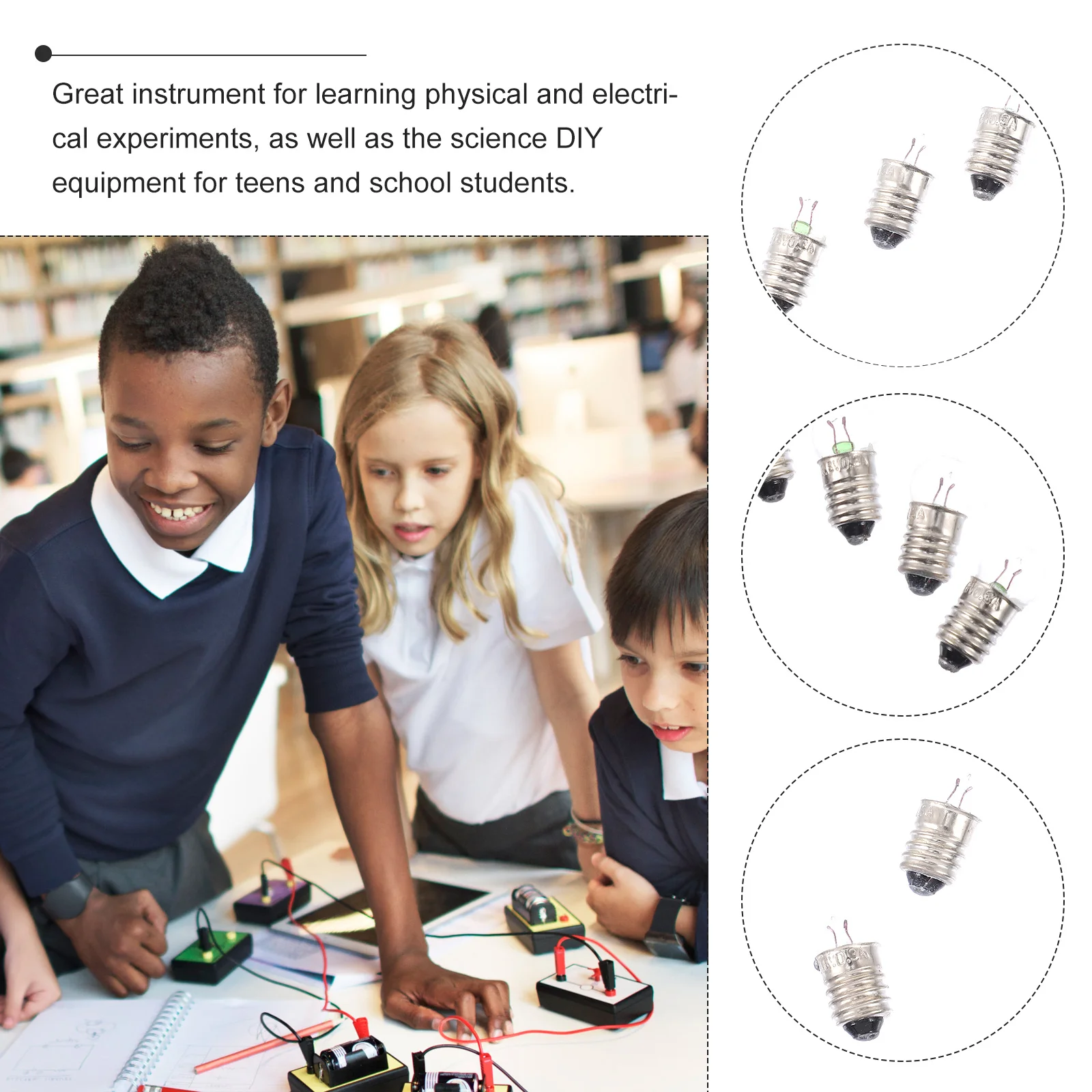 

50Pcs 3.8V Mini Screw Base Light Bulbs Small Round Bulbs Science Kit Physics Electrical Experiment School Supplies