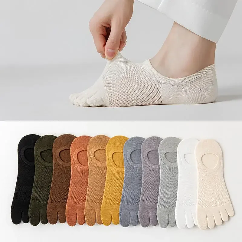 Mesh Five-finger Socks Summer Women Thin Girls Invisible Thin Non-slip Toe Socks Solid Color