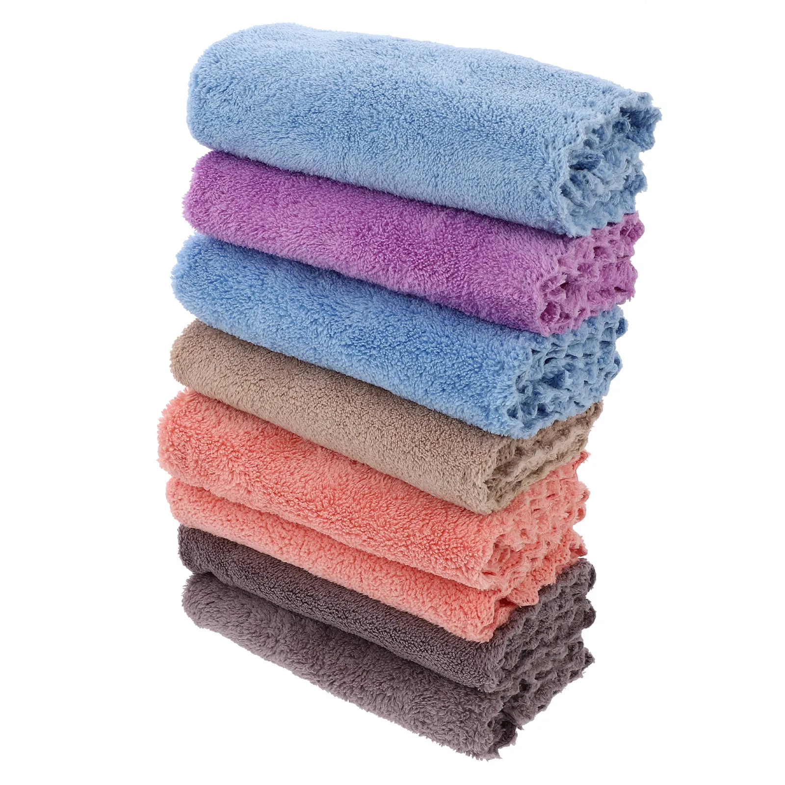

8Pcs Absorbent Coral Fleece Square Towels Supple Facecloths for Bathroom Kitchen Hotel Children Soft Breathable Washcloths