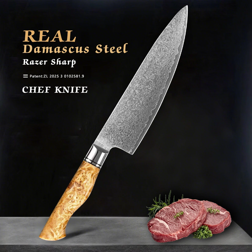 

8" Chef Knife 67 Layers Damascus Steel VG10 Janpanese Kitchen Knives Slicing Vegetsble Meat Chicken Cooking Kitchen Knife.