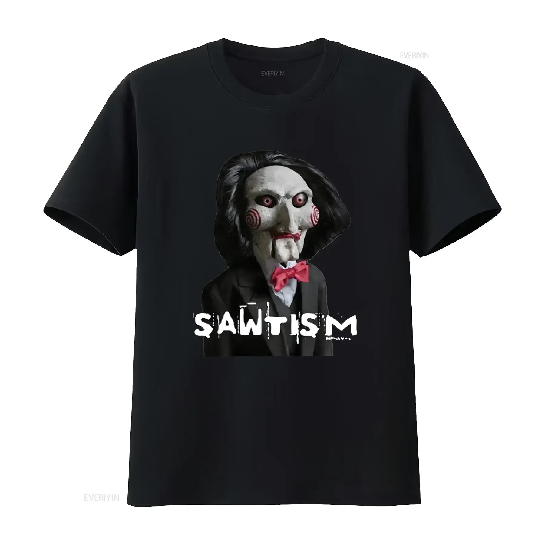 T-shirt de sensibilisation à l'autisme Sawtism avec imprimé symbole, col rond décontracté, lavable en machine, coupe ajustée pour événements caritatifs, style vintage