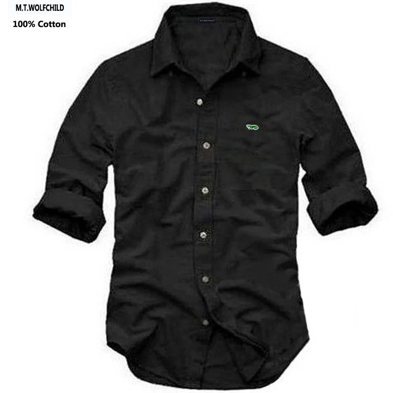 High Quality 100% Cotton New-Design Mens Shirt Casual Long Sleeve Shirt Solid Fit Hommes Blouse Clothing Male Lapel Tops S-3XL