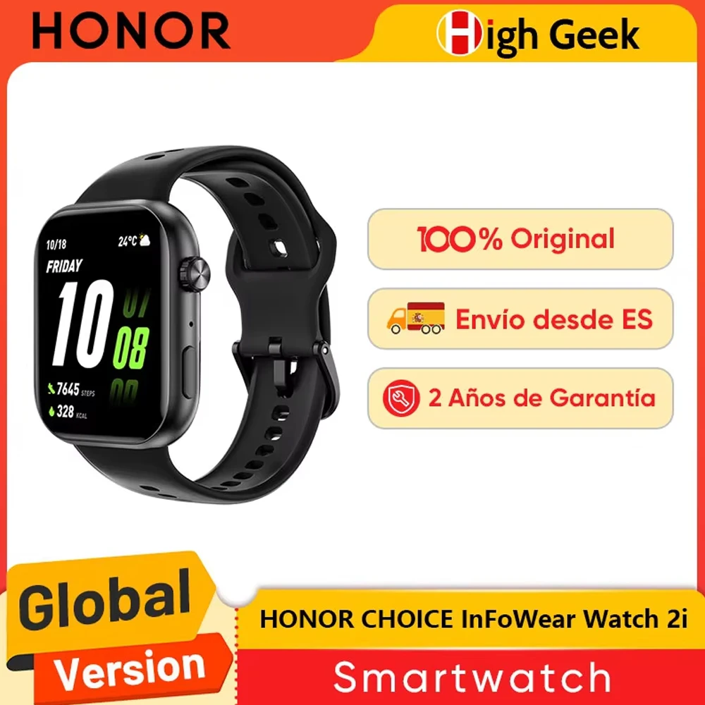Versión Global HONOR CHOICE InFoWear Watch 2i Smartwatch 1.85inches AMOLED Screen Bluetooth Call on Watch All-Day Health Monitoring