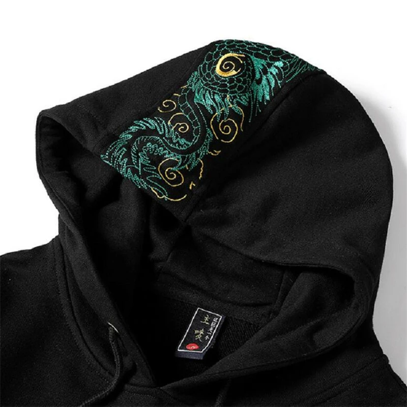 Chinese Elements Embroidery Sweatshirt Hoodies For Men Oversized Autumn Quality Cotton Loose Fit Boutique Sudaderas Para Hombres