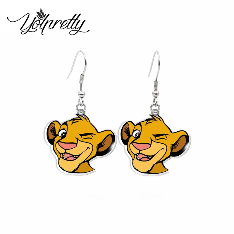 2024 New Arrival Cartoon Lion king Hakuna Matata Simba and Animal Friends Characters Handcraft Acrylic Epoxy Fish Hook Earrings