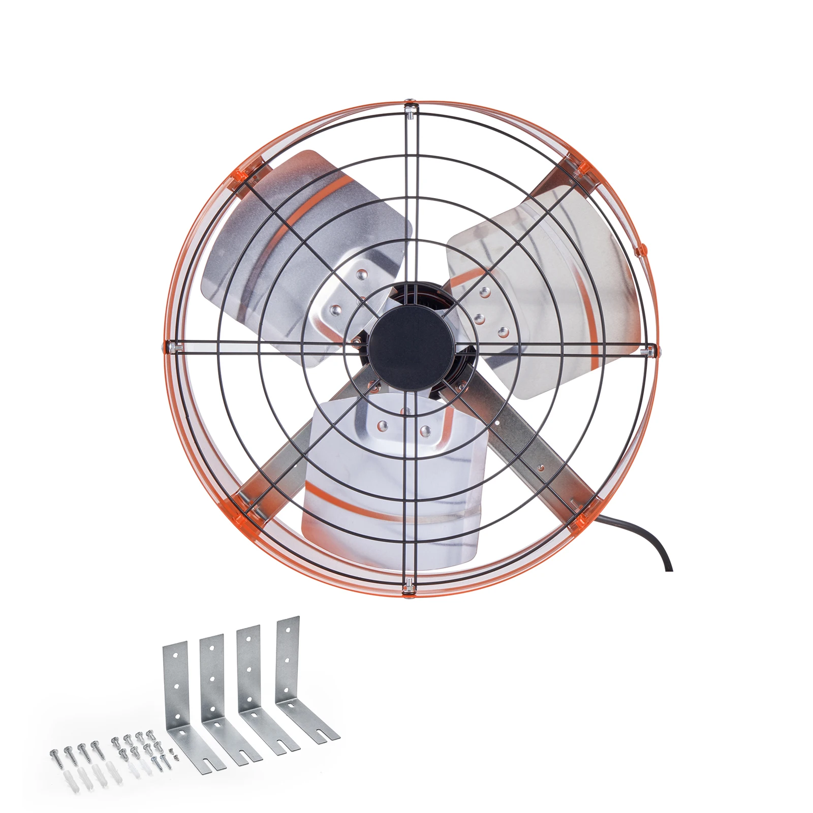 Gable Mount Fan, 15 Inch Attic Exhaust Fan with Adjustable Thermostat & Outer Mesh, 1650 CFM House Ventilator Cools Up to 2360 Sq.Ft, Quiet Ventilation for Roof, Garage & Shop, Vibrant Orange