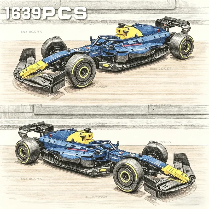 1361/1639PCS Technology Speed Champions SF-24 RB20 Coche de Carreras 1:8, Modelo Detallado para Construir, Vehículo de Exhibición, Colección, Decoración, Regalo
