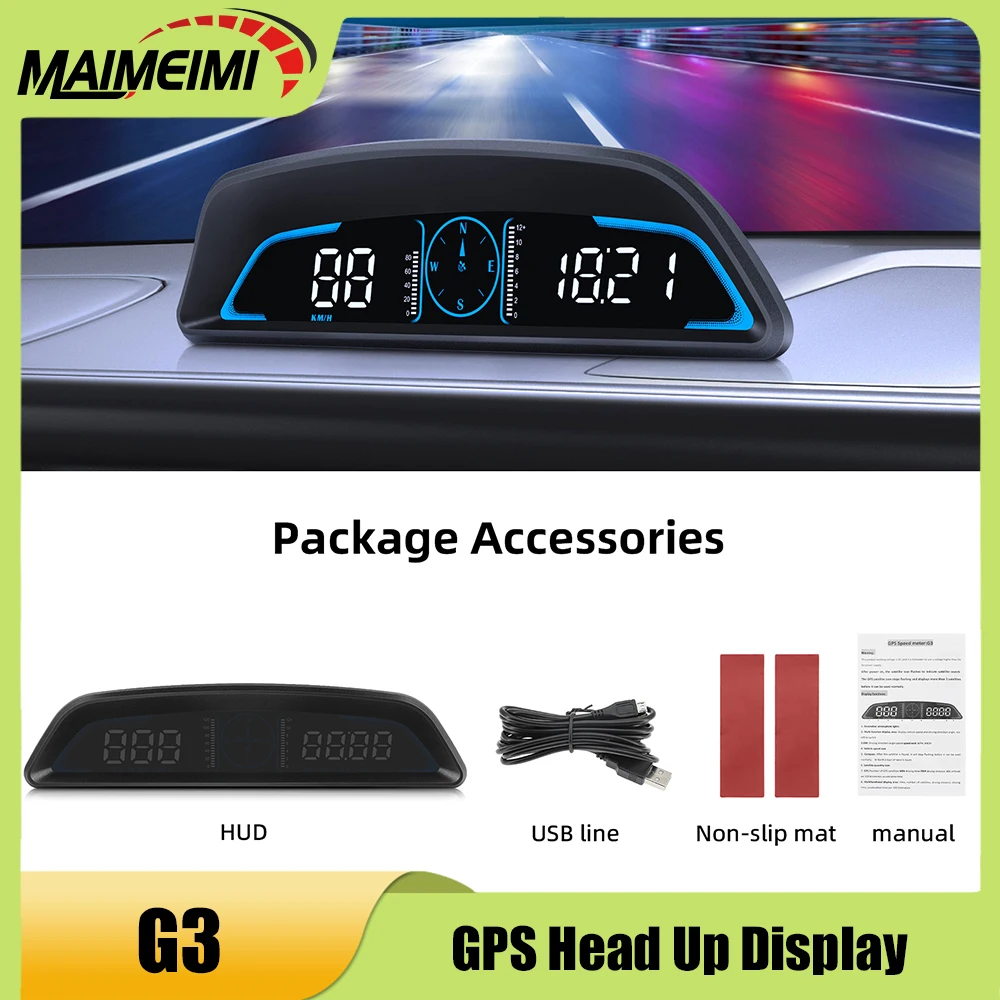G3 Head Up Display GPS Smart Car HUD Digital Speedometer RPM Water Temp RPM Electronics Accessories Universal For All Cars
