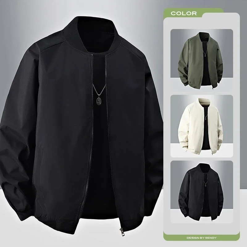 Outdoor Casual Men's Jacket Loose Fit Stand Collar Windproof Water-resistant Spring Autumn Wear Resistant Dirt-resistant Coat