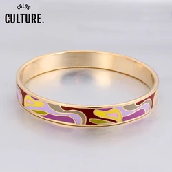 New Arrival Elegant Classic Vintage Bangle Stainless Steel  Metal Enamel Bracelet for Women Trendy Jewelry