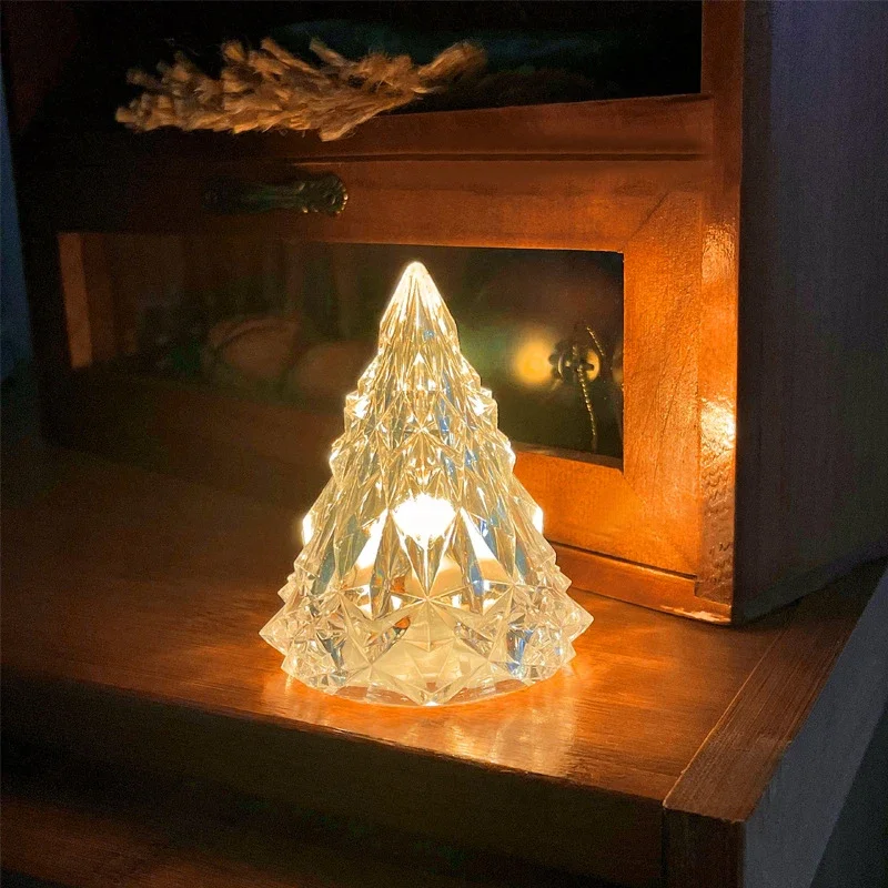

Christmas Tree Modelling Table Lamp Crystal Night Light - Ambient Light for Dormitory Bedroom Bedside