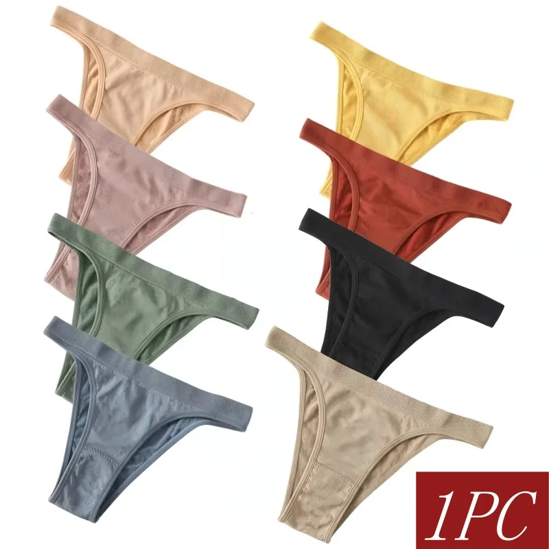 1PC Women Seamless Panties Solid Color Panties Bikini Underwear Sexy Lingerie High Leg Cut Female Underpants Comfort Thongs