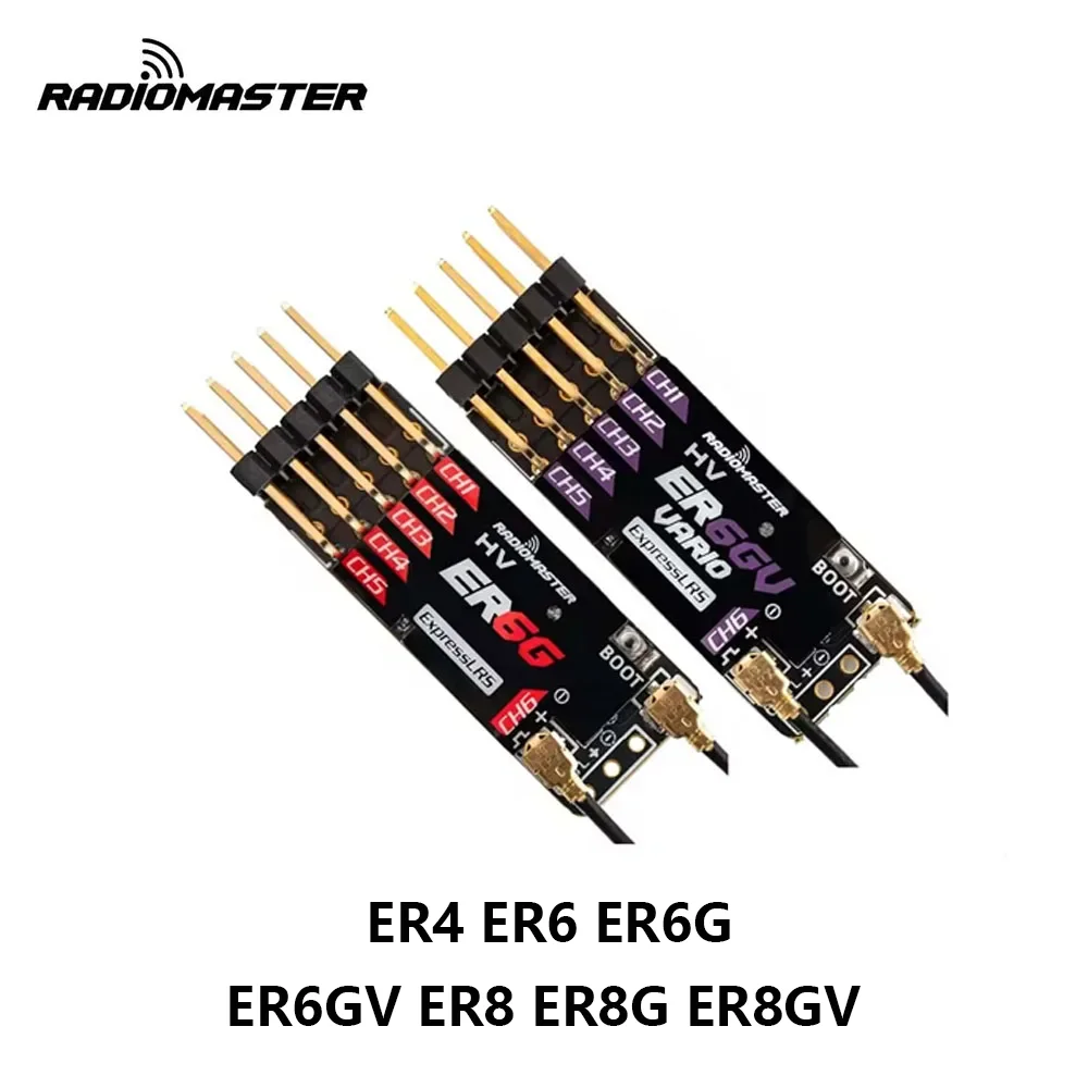 RadioMaster ER4 4CH/ER6 6CH/ER8 8CH (ER6G/ER6GV/ER8G/ER8GV) 2.4GHz ExpressLRS (Elrs) 高性能PWMレシーバー