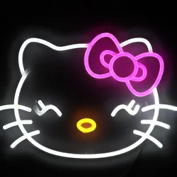 Luces Led de noche de anime Kawaii Hello Kiity, luz de neón, ambiente creativo, decoración de habitación, regalo para niña, accesorios de decoración de pared para niños