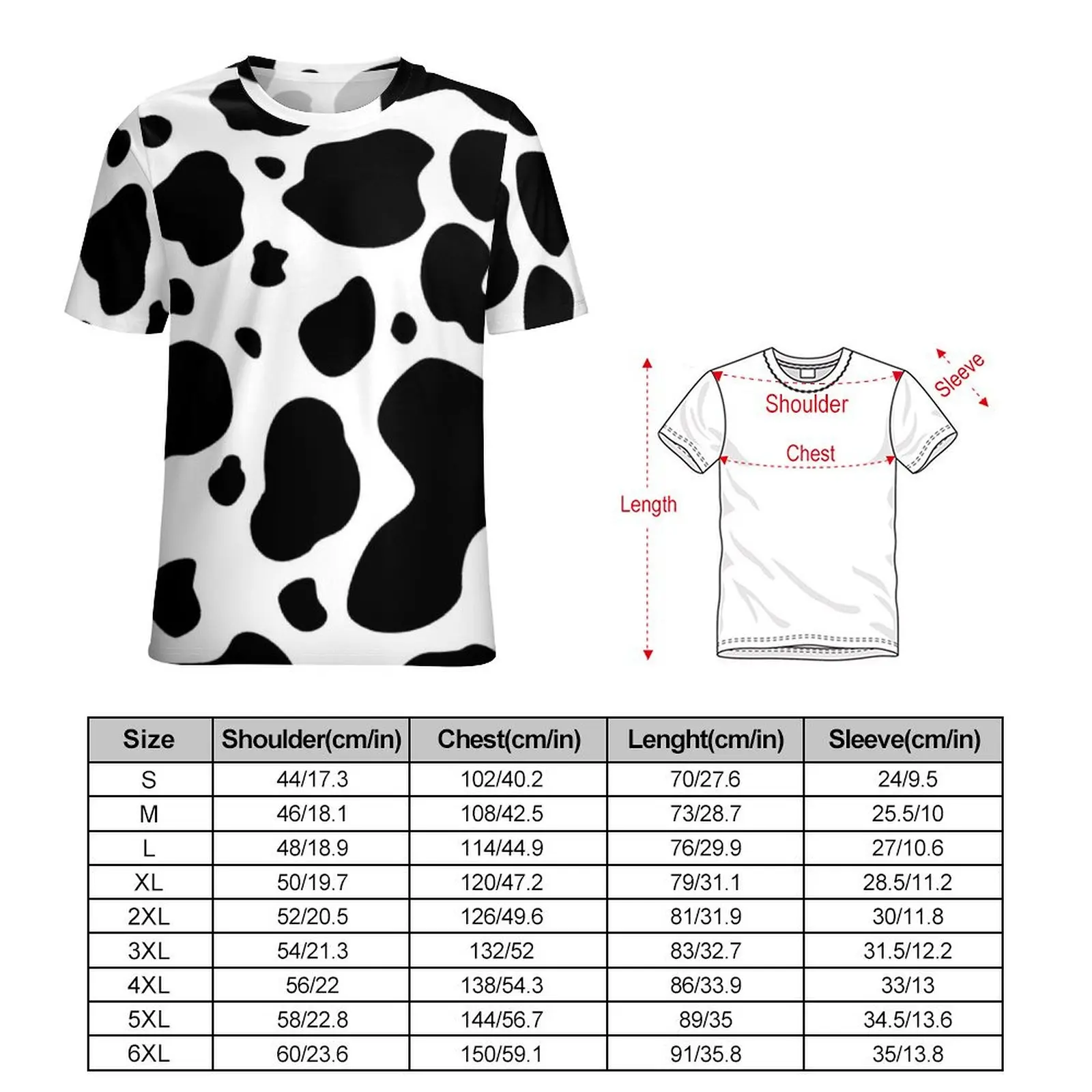 Black And White Cow Print T-Shirt Cow Spots Pattern Funny T-Shirts Short Sleeve Simple Tee Shirt Sexy Custom Tops Big Size 5XL