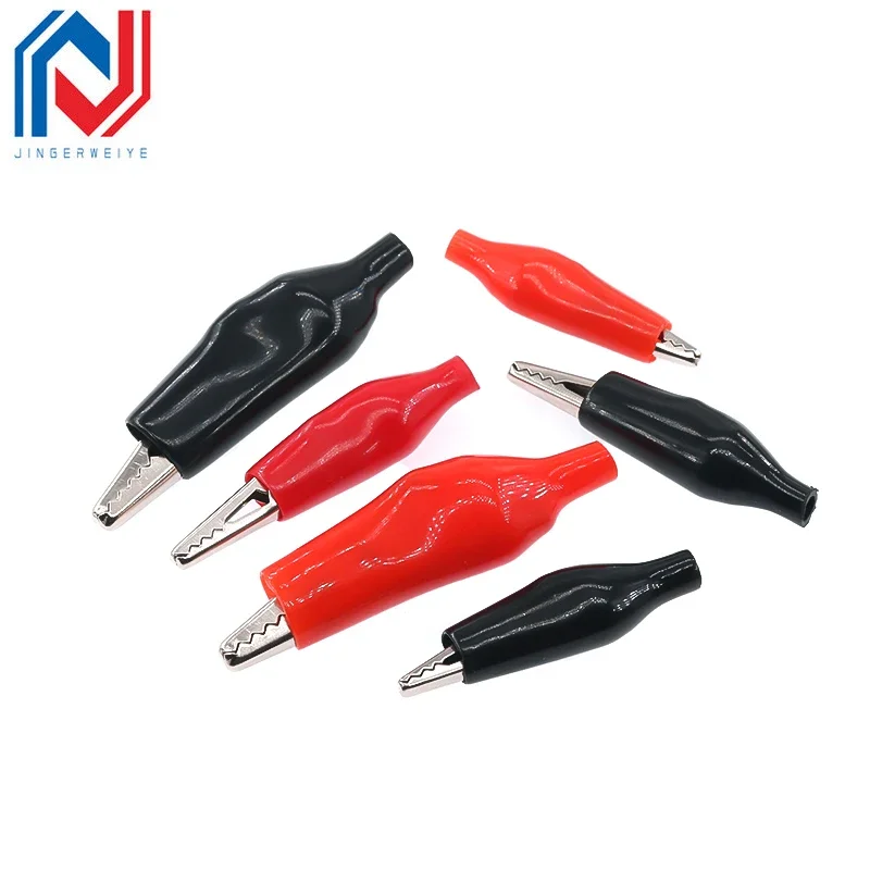 10Pcs 28MM 35MM 44MM Red Black Soft Plastic Coated Probe Mini Alligator Test Clips