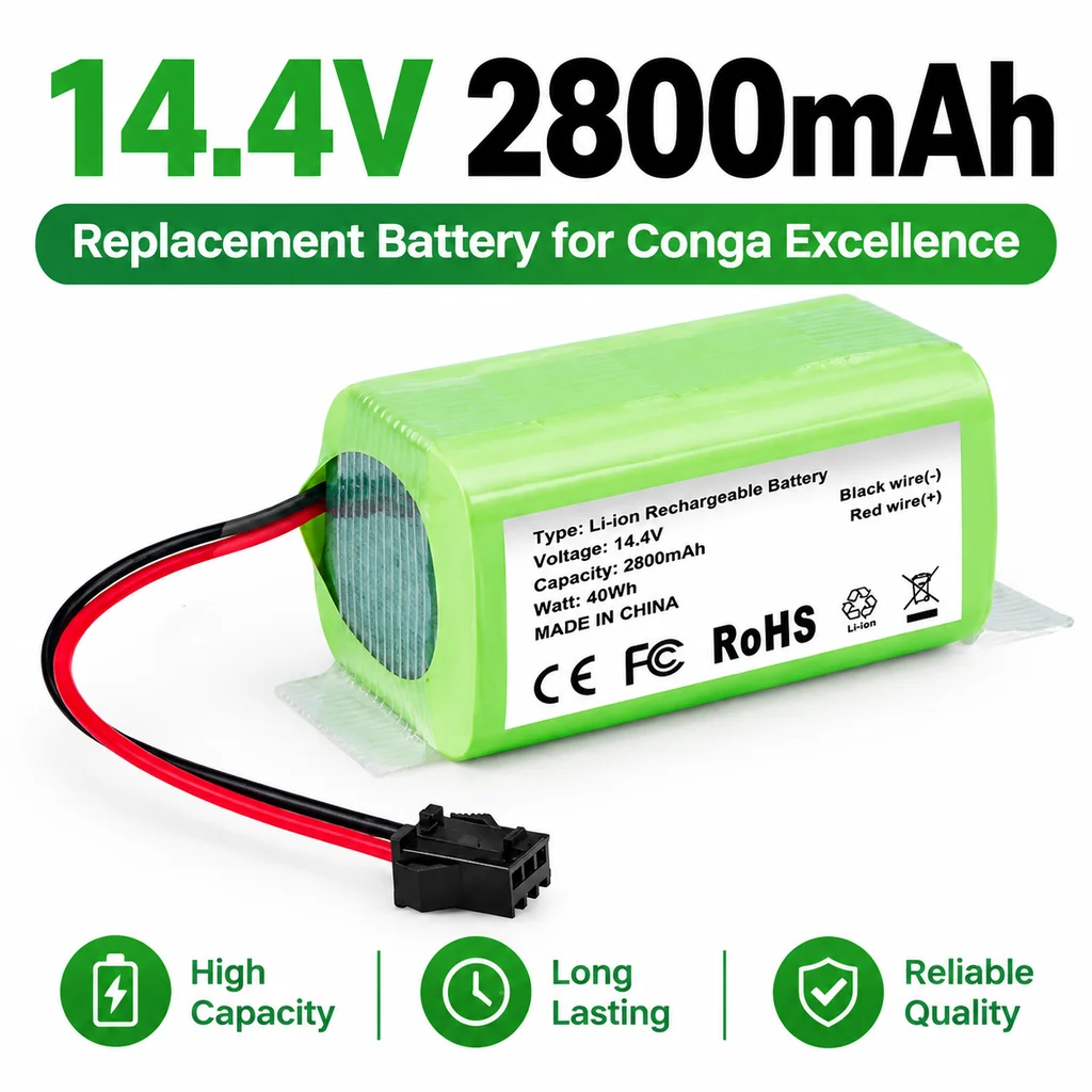 PURFIELD 4S1P 14.4V 2800mAh Li-ion Replacement Battery For Conga 990 1090 Ecovacs Deebot N79S DN622 Eufy Robovac Robot Vacuum