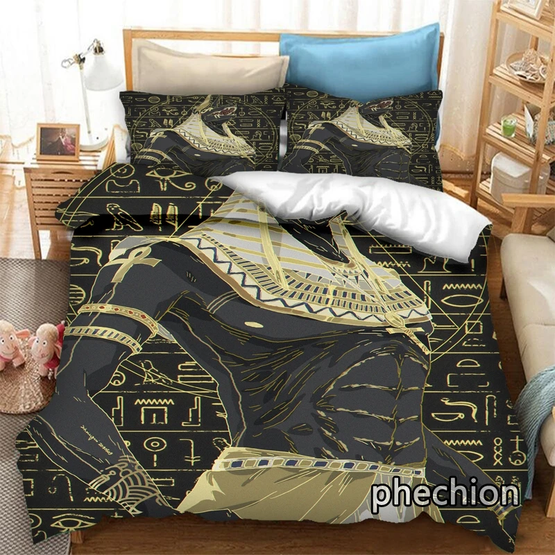 

phechion anubis Pharaoh 3D Print Bedding Set Duvet Covers Pillowcases One Piece Comforter Bedding Sets Bedclothes Bed K248